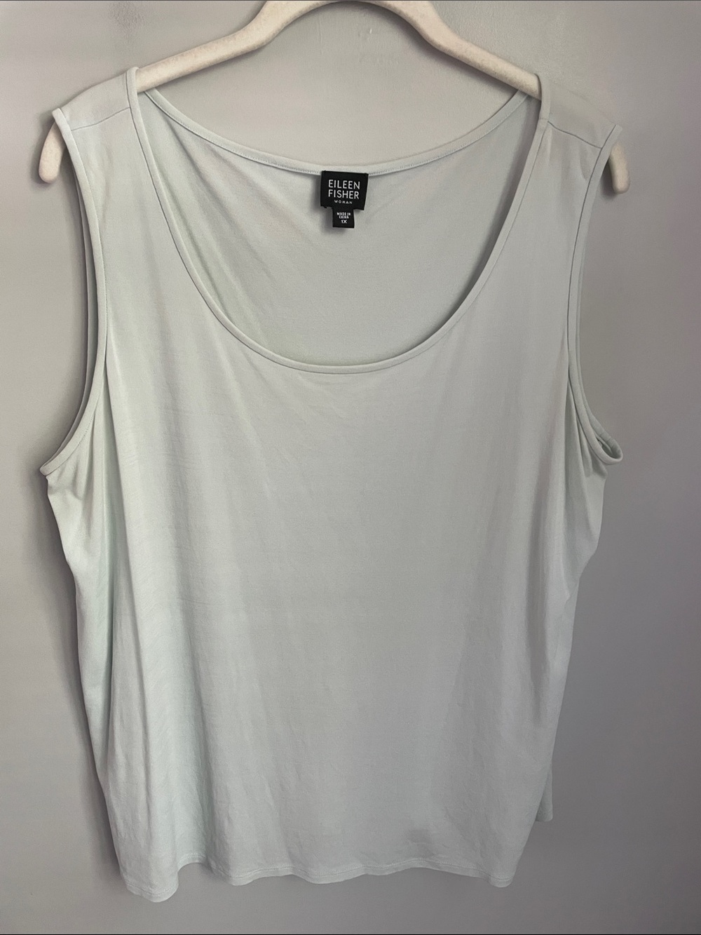 Eileen Fisher Soft Mint Green Scoop Neck Silk Tank Top Plus Size 1X